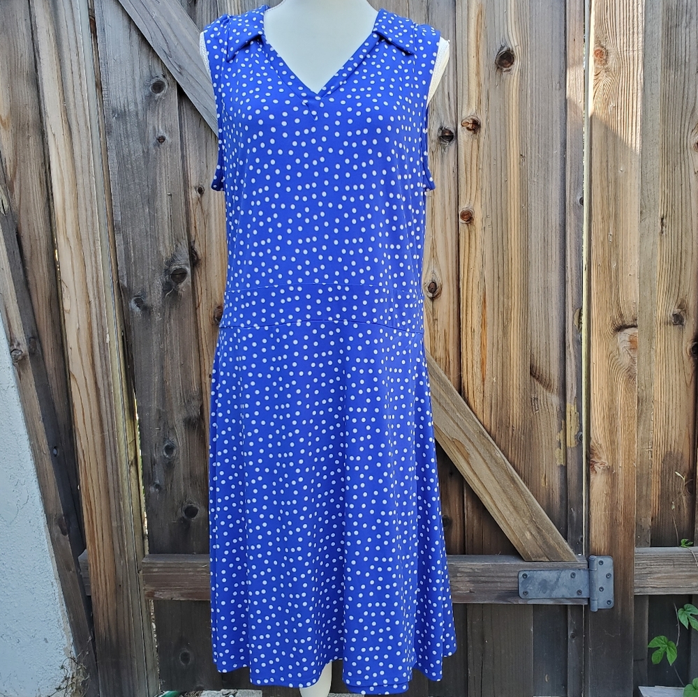 EUC  Leota sleeveless polka dot dress sz 2L